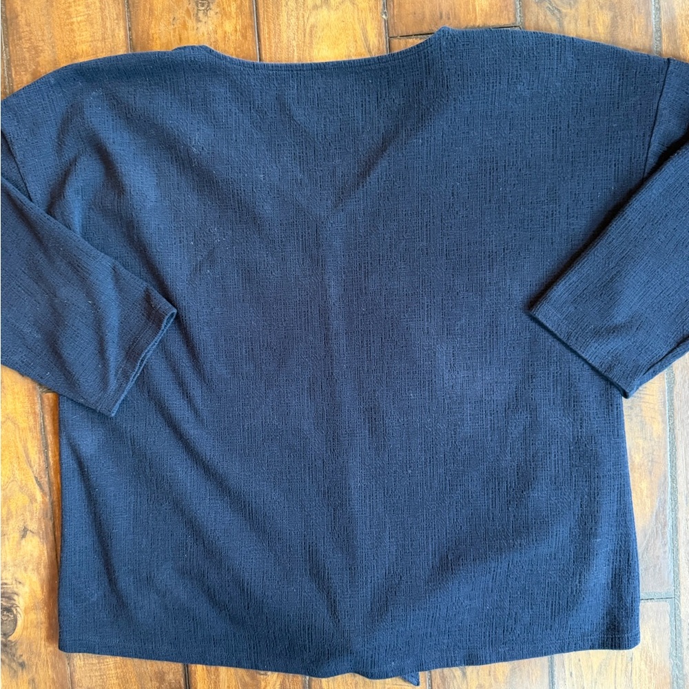 Talbots Navy V-Neck Tie-Front Tunic Top - Picture 4 of 4